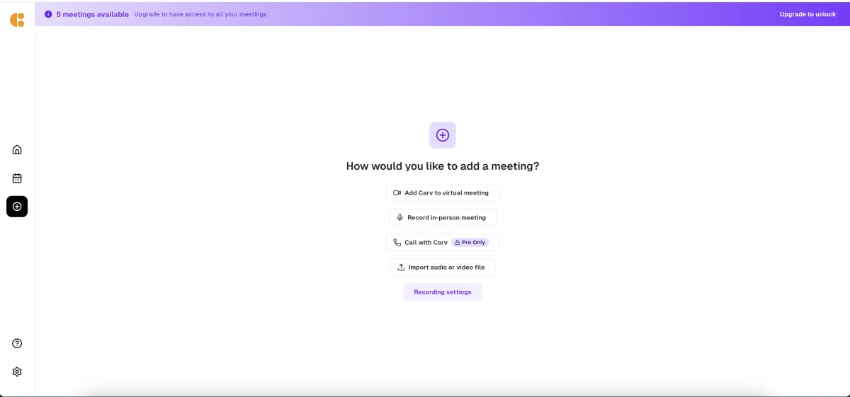 Carv recruitment platform interface for adding a meeting